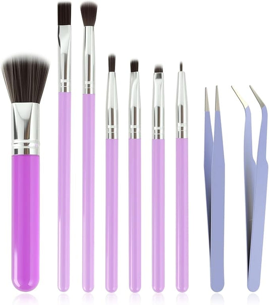 9 Pcs Baking Brush Set, Chocolate Candy Making Supplies Jelly Decorating Tools, for Home Bakers Professional Chefs Cake Cookie Dessert Pastry Decoration Kit, Brushes and Tweezers(Purple)