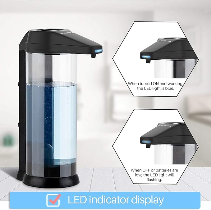 Secura 17oz Automatic Liquid Soap Dispenser, Touchless Battery Operated Hand Soap Dispenser with Adjustable Soap Dispensing Volume Control Dial, Personal Care Dispenser (Black) - Image 5