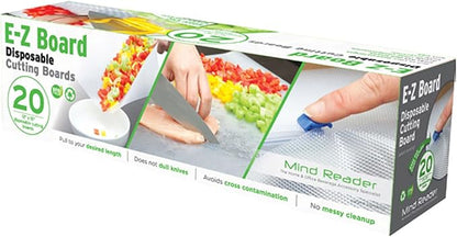 Mind Reader E-Z Board Disposable Plastic Cutting Board, Flexible, 20 sf, Camping, 13.78"L x 3.35"W x 3.74"H, 2 Pack, Clear - Image 9