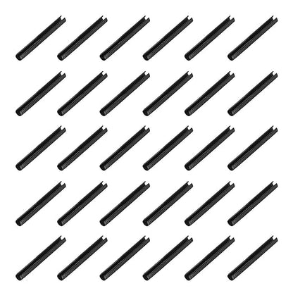 MECCANIXITY 120Pcs Slotted Split Roll Pins 2/25 Inch(2mm) Dia. 4/5 Inch(20mm) Length Steel Spring Tension Expansion Dowels for Secure Fastening, Black