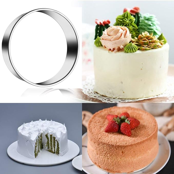 9 Pieces Stainless Steel Cookie Cutter Set Biscuit Plain Edge Round Cutters Metal Ring Baking Molds - Image 2