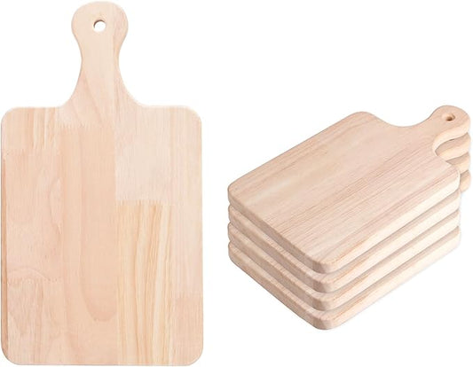 LZMS 4 Packs 18" x 8" Wood Serving Boards Set | Unfinished Wood Crafts with Handle | Wooden Cutting Boards Bulk for Charcuterie,Cheese,Meat,Bread,Vegetabes & Fruits