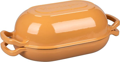 VORRINGARD Enameled Cast Iron Sourdough Bread Oven, Dutch Oven, Loaf Cast Iron Bread Pan for Homemade Bread Baking, Meatloaf Pan with Lid, 5QT, Yellow - Image 6