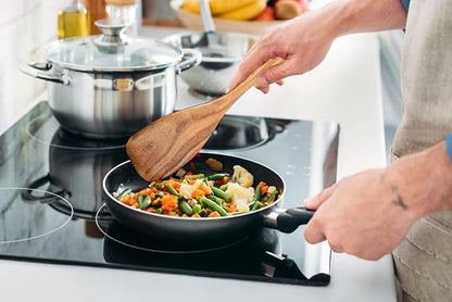 Wooden Utensils for Cooking, 7pcs Natural Acacia Wood kitchen utensils set with Holder For Cooking Utensil set Wooden Spoons Spurtle Spatula For Cooing Non-Stick Pan - Image 3