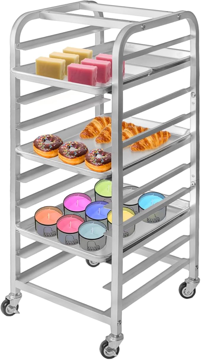 lopeztek 10-Tier Quarter & Half Sheet Pan Rack - Bread Baking Speed Rack for Cooling, Bakery Stand with wheels for Bun Pan Tray, Home Kitchen Tiered Rolling Cart for Oven(for 1/2 & 1/4 Sheet) by LOPEZTEK