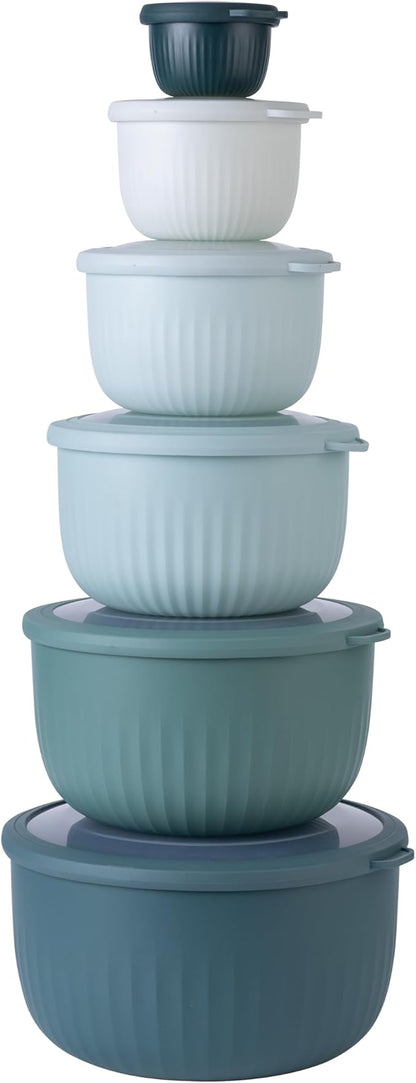 COOK WITH COLOR Prep Bowls with Lids- Wide and Deep Nesting Plastic Small Mixing Bowl Set with Lids, 12 Piece Set - Deep Bowls, Teal by CookwithColor