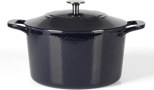 Martha Stewart Gatwick 7 QT Enamel Cast Iron Dutch Oven – Navy Blue, Heavy-Duty Durable Dutch Oven for Slow Cooking, Braising, and Baking by MarthaStewart