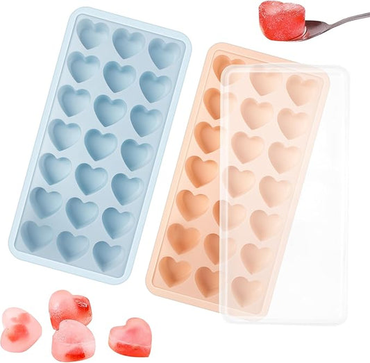 Heart Shape Ice Cube Tray, 21 Holes Silicone Ice Cube Mold with Removable Lid Flexible for Whiskey Cocktail Chocolate by TFQXA1Z