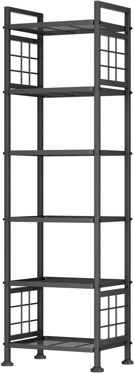 GIOTORENT 6-Wire Standing Storage Shelf for Bathroom Organizers and Storage & Laundry Room Organization, Metal Shelving Unit Pantry Rack for Kitchen & Bathroom, Black