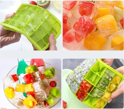 TAO CICADA Ice Cube Tray, 3 Pack Silicone Ice Cube Molds, Ice Cube Trays, Silicone Ice Trays, Easier to Release, BPA Free for Alcohol/Coffee/Beverages (Blue, Green, Rose red) - Image 6