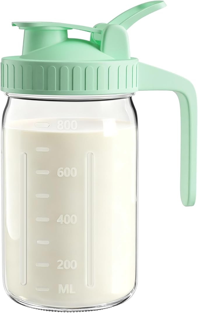 32oz Breast Milk Pitcher with Lid – Leak-Proof & Airtight Glass Storage Container, Breastfeeding Essentials for Breastmilk, Wide Mouth Mason Jar Pitcher, Fast Formula Maker by VA1KENE