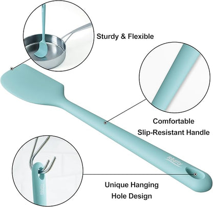Redfly Silicone Spatula Set, 5 Piece Food Grade Silicone Cooking Utensils Set, Rubber Spatula Heat Resistant Nonstick for Baking, Cooking, Kitchen Utensils Dishwasher Safe Green - Image 3