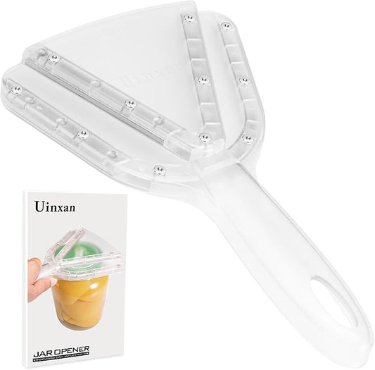 Uinxan Jar Opener for Weak Hand & Seniors with Arthritis,Easy Twist Off Bottle Caps,Patent | Unique Kitchen Gadgets,Handheld Lid Top Open for Elderly/Women/Men (Transparent) by Uinxan