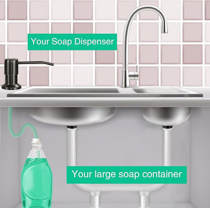 Soap Dispenser for Kitchen Sink, Built in Sink Soap Dispenser, Countertop Soap Dispenser Pump with 47" Extension Tube kit, No Need to Fill Little Bottle Again, Gray - Image 3