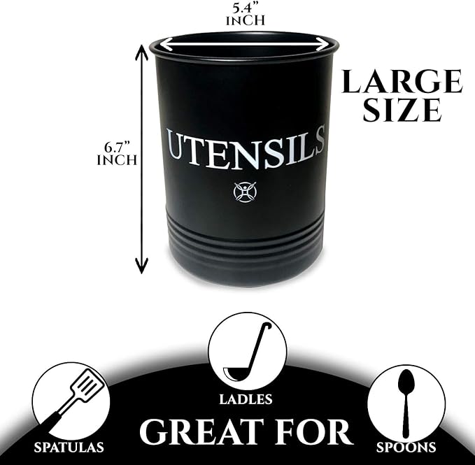 Utensil Holder Large Crocks Kitchen (black) - Image 4