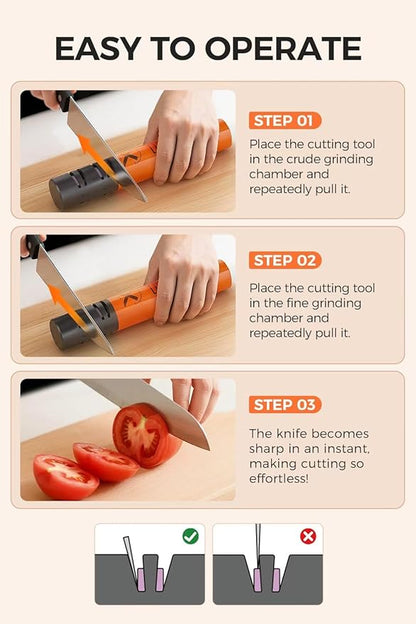 Electric Knife Sharpener, 3 Speed Max 7000RPM Handheld Sharpener for Kitchen Knives, Electric Knife Sharpening Tool of Portable Cordless Rechargeable 2000mAh (Orange) - Image 4