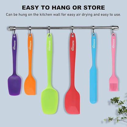 NileHome Silicone Spatula Set, 6 Pieces Food Grade Kitchen Utensils with Silicone Brush Heat Resistant Dishwasher Safe BPA-Free Rubber Spatula for Scraping, Baking, Cooking, Mixing-Multicolor - Image 5