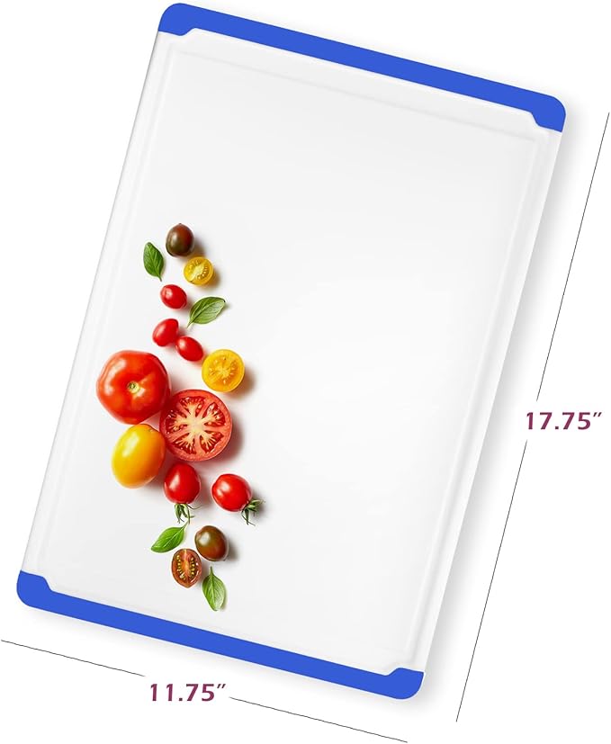 Large Cutting Boards for Kitchen - Dishwasher Safe Non-Slip Cutting Boards with Juice Grooves, Easy Grip Handles - Large and Thick Chopping Board Blue - Image 2