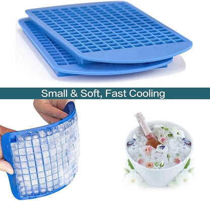 Mini Ice Cube Trays Set of 2-160 Small Ice Cubes Silicone Mold for Whiskey, Cocktails, Water Bottles - BPA Free Flexible & Stackable Ice Maker (Blue) - Image 5