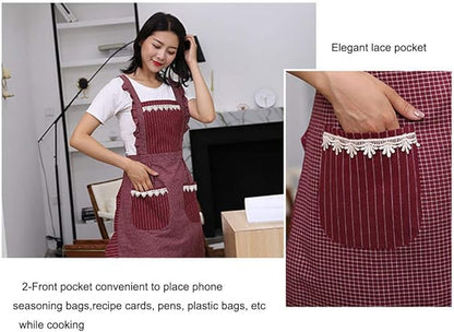 Cute Apron for Women with Pockets, Comfortable Kitchen Apron, Perfect for Cafe Shop, Baking, Gardening, Cooking.