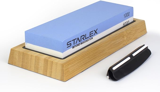 Premium Knife Sharpening Stone Set | Dual Grit Whetstone (1000/6000), Bamboo Base, Non-slip Rubber Base, Angle Guide | Perfect for Kitchen, Chef & Hunting Knives