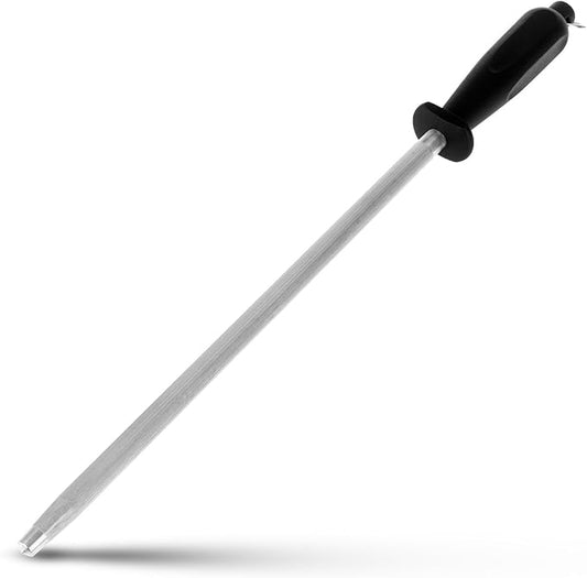 Professional Carbon Steel Black Knife Sharpening Steel, Black 12 Inch by ALLWIN-HOUSEWARE