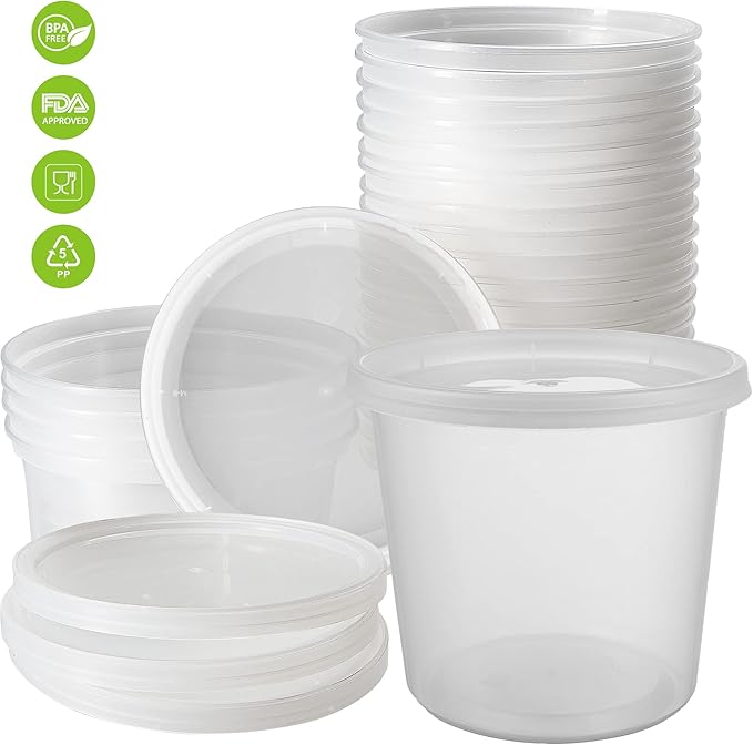 DuraHome Deli Containers with Lids 24oz. Leakproof 30 Sets BPA-Free Plastic Food Storage Cups Clear Airtight Takeout Container Heavy-Duty, Microwaveable Freezer Safe Disposable/Reusable - Image 7