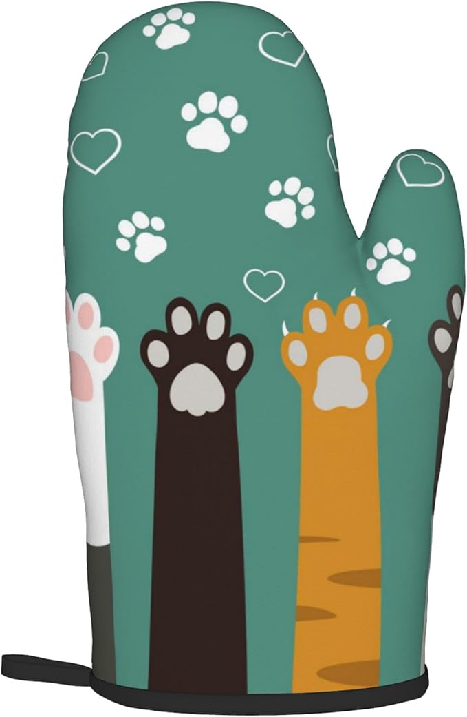 Cat Oven Mitt Potholders Sets - Paw Kitchen Mitts and Pot Holders Set of 2 Kitten Pet Oven Gloves Hot Pads for Cooking BBQ Baking Grilling - Image 8