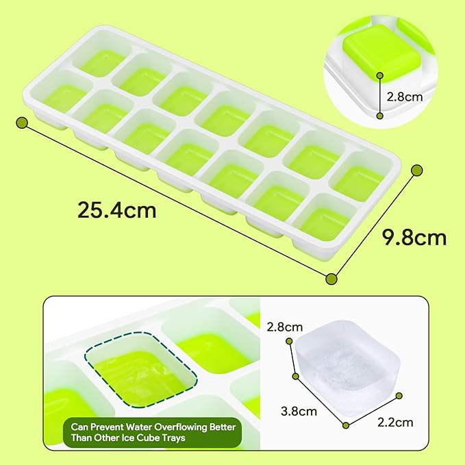 Ice Cube Trays 4 Pack, Airabc Silicone Ice Cube Trays with Removable Lid, Easy-Release Flexible 14-cube Ice Trays, LFGB Certified and BPA Free, Stackable Ice Trays with Covers for Cocktail, Freezer - Image 5