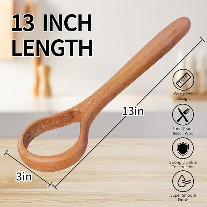 Danish Dough Whisk Set of 2 – 13-Inch Bread Making Tools with Wooden Handle – Baking Whisks for Sourdough, Dough, Pizza and More Cooking Supplies