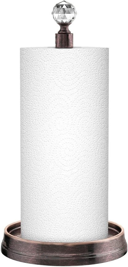 Kasunto Paper Towel Holder (with Crystal Ball) Steel Paper Towel Holder countertop，Paper Towel Holder Stand for Kitchen Countertops, Bars & Dining Tables,Fits Standard & Jumbo Rolls,Oil Rubbed Bronze by Kasunto