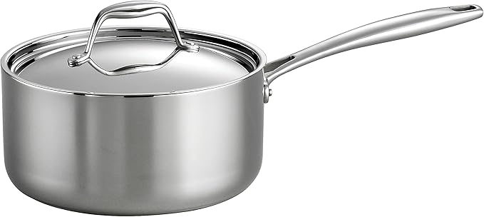 Tramontina Signature Tri-Ply Clad Stainless Steel 3-Quart Sauce Pan with Lid, Induction-Ready, Dishwasher-Safe, NSF-Certified, Made in Brazil by Tramontina