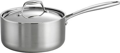 Tramontina Signature Tri-Ply Clad Stainless Steel 3-Quart Sauce Pan with Lid, Induction-Ready, Dishwasher-Safe, NSF-Certified, Made in Brazil by Tramontina