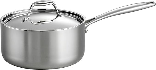 Tramontina Signature Tri-Ply Clad Stainless Steel 3-Quart Sauce Pan with Lid, Induction-Ready, Dishwasher-Safe, NSF-Certified, Made in Brazil by Tramontina