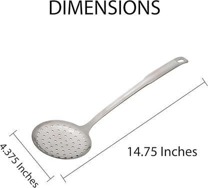 HIC Kitchen Perforated Spoon Style Skimmer with Long Handle, 18/8 Stainless Steel (Pack of 2)