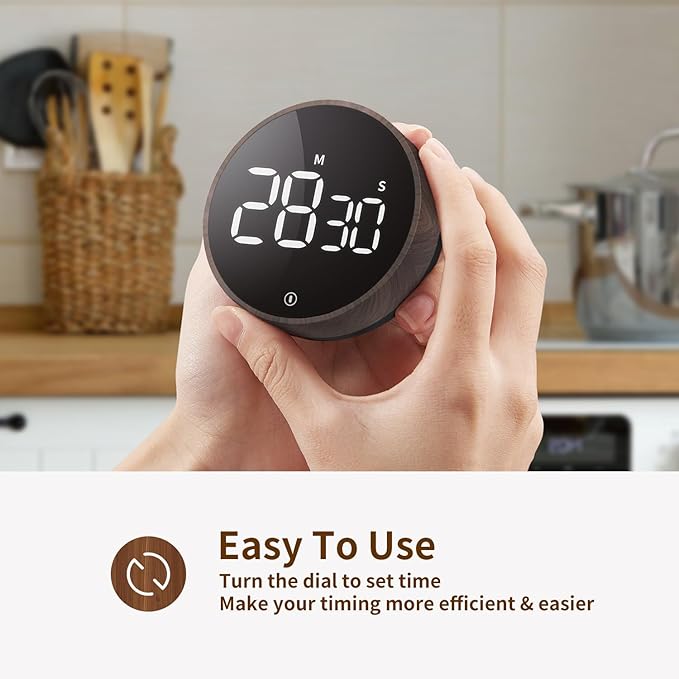VOCOO Digital Kitchen Timer - Magnetic Countdown Countup Timer with Large LED Display Volume Adjustable, Easy for Cooking and for Seniors and Kids to Use - Image 2