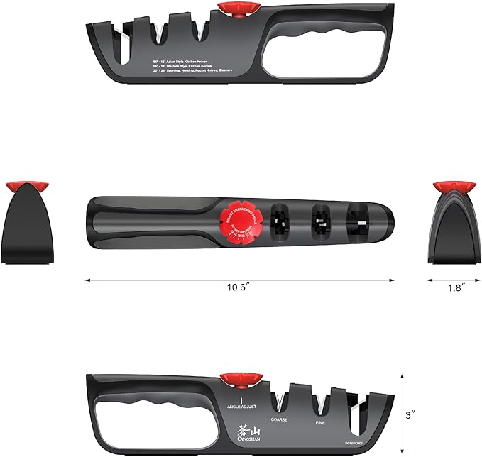 Cangshan 1026108 3-Stage Adjustable 14-24 Degree Professional Knife + Scissor Sharpener Black - Image 2