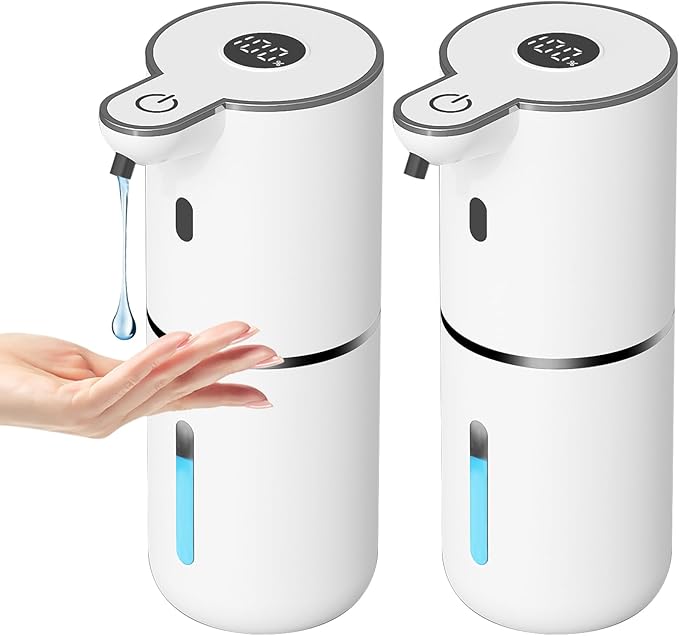 OHIFAST 2 Pack Automatic Liquid Soap Dispenser Touchless, USB Rechargeable Smart Hand Soap Dispenser, 6-Level Adjustable, 12.8oz/380mL Wall Mount for Bathroom Kitchen Dish Soap-White by OHIFAST