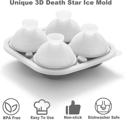 Nax Caki 3D Death Star Ice Cube Molds, Large Silicone Fun Shapes Bourbon Gifts for Men Fandom, Whiskey Ice Cube Mold for Cocktails,Brandy, Whiskey Gifts for Men Nerds & Geeks