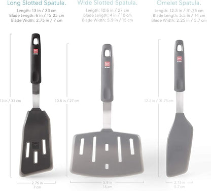 DI ORO Silicone Fish Spatula - for Nonstick Cookware - Fish Turner Spatula 600°F Heat-Resistant BPA Free - Slotted for Cooking - Non Stick Thin Egg Flipper (Black)