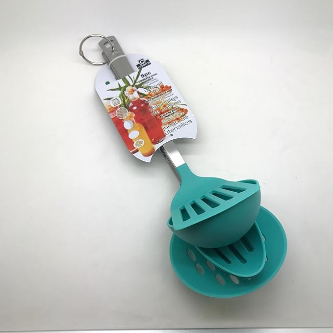 Cook's Corner 5-Piece Kitchen Utensil Set - Stainless Steel & Nylon (Teal) by Unknown