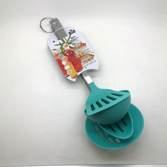 Cook's Corner 5-Piece Kitchen Utensil Set - Stainless Steel & Nylon (Teal) by Unknown