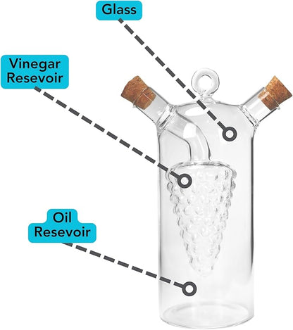 Iconikal 2-in-1 Glass Oil & Vinegar Salad Dressing Cruet Bottle Pourer
