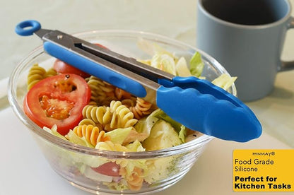 HINMAY 9-Inch Cooking Tongs with Silicone Tips, Set of 3 (Blue) - Image 6