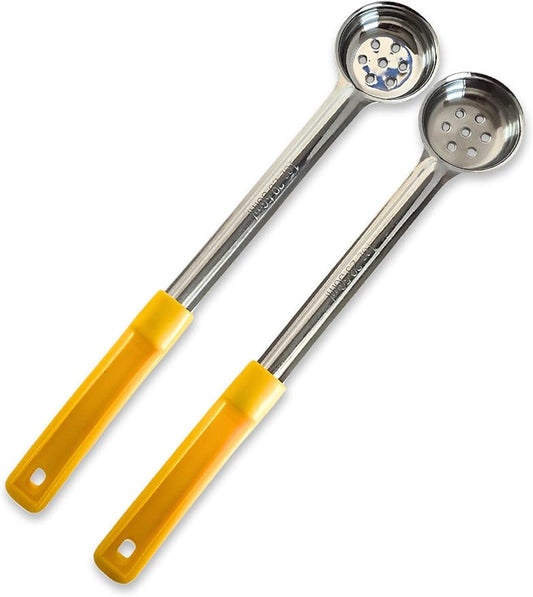1 Ounce Slotted Stainless Steel Portion Control Ladle Spoon for Measuring and Serving; Commercial Grade Serving Scoops [Pack of 12] by Habanerofire