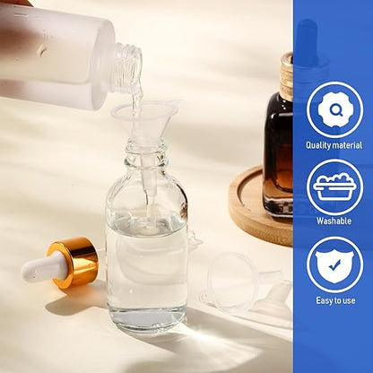 Hoolerry 100 Pcs Small Funnel for Filling Small Bottles Clear Plastic Mini Funnels for Lab Bottles Essential Oils Sand Art Bottle Skin Products Perfumes Spices (1.22 '') - Image 4