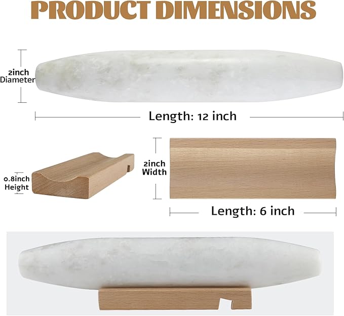 Koville African Natural Marble French Rolling Pin, 12inch Non-Stick Rolling Pin for Baking, Dough Roller for Pasta, Dumpling, Fondant, Pie, Bread, Pizza, Kitchen Baking Tools(Namib Fantasy) - Image 3