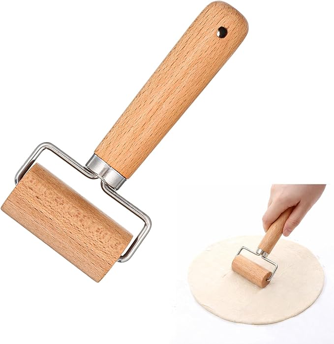 1 Pcs Wooden Dough Roller, Wooden Rolling Pin, Non-Stick Baker Pastry Roller, Pizza Rollers, Small Rolling Pin, Dough Baker Rollers Set for Home Kitchen Baking Cooking (6 Inch)