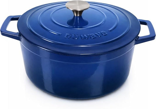 Nuwave 6QT Healthy Enameled Cast Iron Dutch Oven Pot with Lid, Heavy Duty 7-Layer Enamel, Enhanced Rust Protection, Dual Handles, Oven Safe to 500°F for Sourdough Bread Baking, Braise, Stew, Roast
