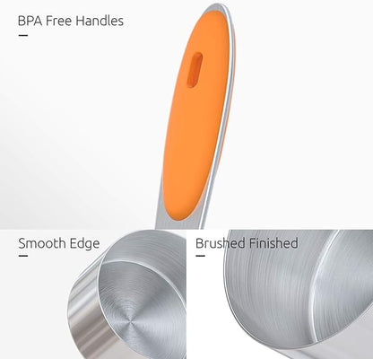 Measuring Cups : U-Taste 18/8 Stainless Steel Measuring Cups and Spoons Set of 10 Piece, Upgraded Thickness Handle(Orange) - Image 6